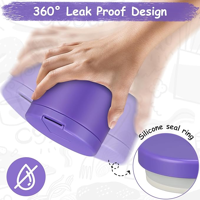 12oz Insulated Vacuum Food Jar with Buckle Lid Wide Mouth Soup Thermo for Hot Food Kids Leakproof Stainless Steel Lunch Container (Purple, 12OZ)-BubblyBeeBaby