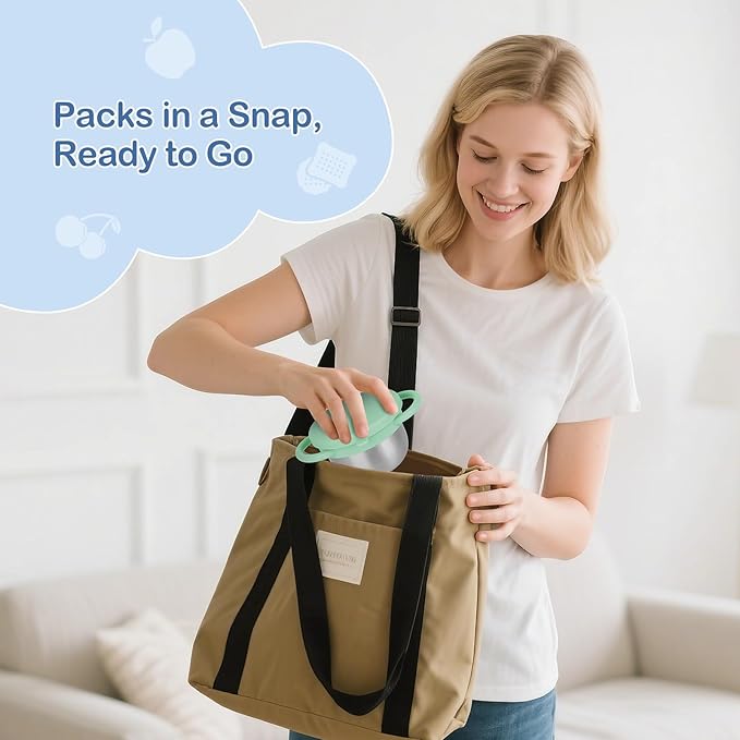 2 Pack Snack Cups for Toddlers Spill Proof - Detachable Stainless Steel Toddler Snack Cups with Silicone Lids & Handles - Dishwasher Safe Baby Snack Containers for Mess-Free Snacking (Blue and Green)-BubblyBeeBaby