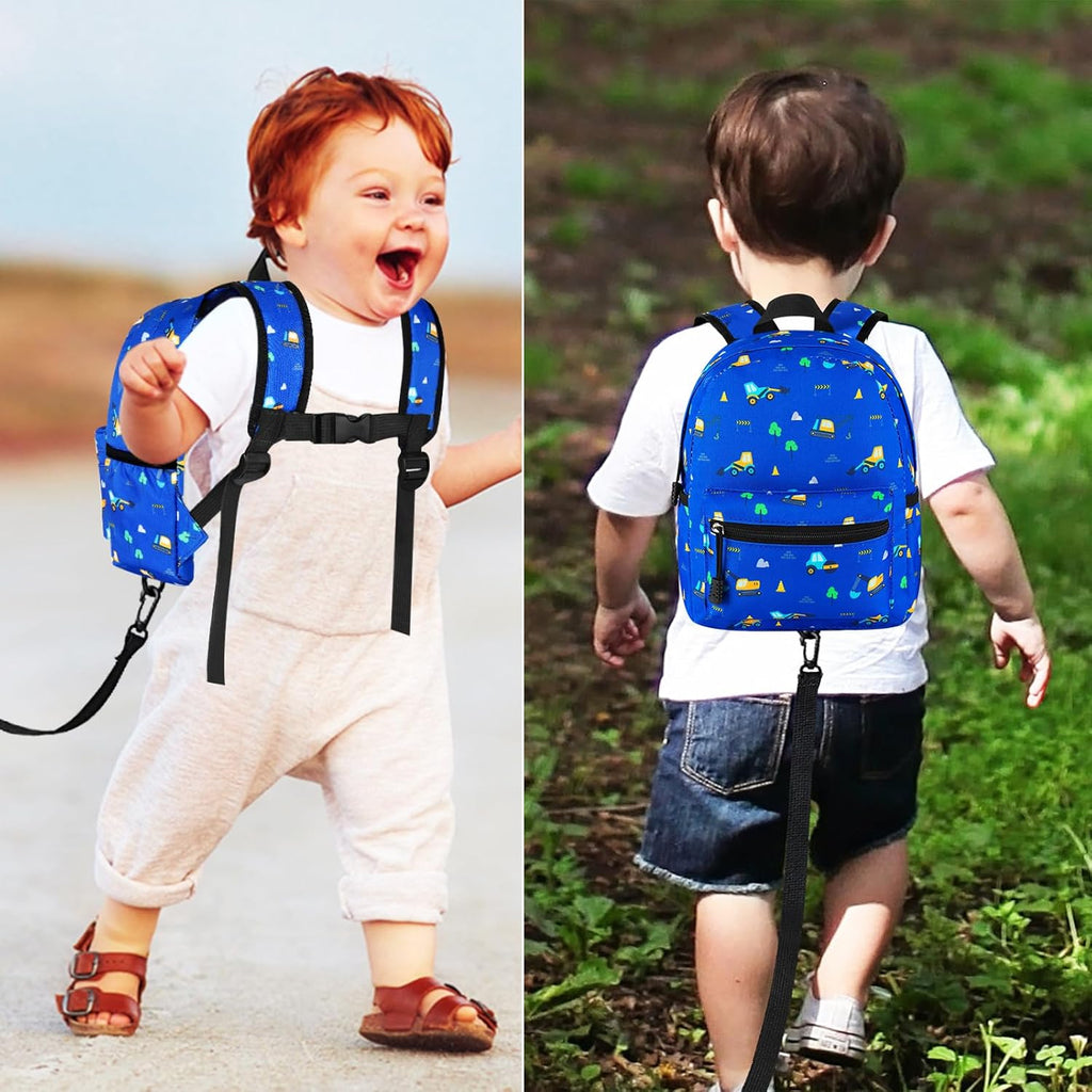 Accmor Toddler Backpack Leash, Mini Child Backpack with Anti Lost Wrist Link, Cute Kids Backpack Leash Walking Harness for Outdoor Travel, Small Excavator Backpack Tether for Baby Boys Girls Ages 1-3