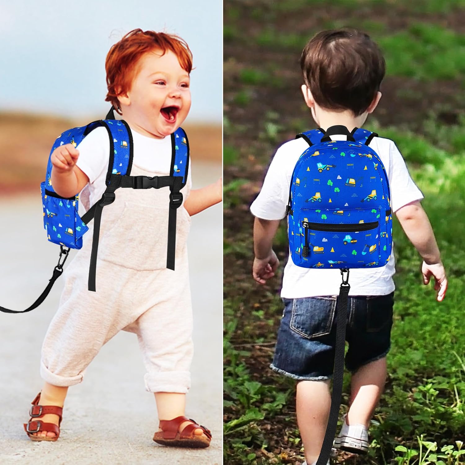 Accmor Toddler Backpack Leash, Mini Child Backpack with Anti Lost Wrist Link, Cute Kids Backpack Leash Walking Harness for Outdoor Travel, Small Excavator Backpack Tether for Baby Boys Girls Ages 1-3