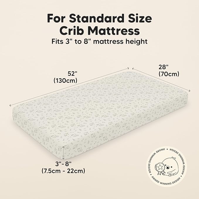 KeaBabies 2-Pack Organic Crib Sheets for Boys, Girls - 52x28 Fitted Crib Mattress Sheet Neutral, Breathable Jersey Cotton Cover for Baby Bed, Toddler Mattress, Soft & Cute Prints (Pine Grove)-BubblyBeeBaby