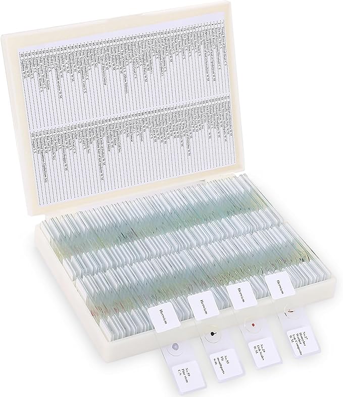 120-Pcs Microscope Slides with Specimens,Pre-Made Glass Slides with Specimens,Educational Microscope Slides and Covers for Young Scientists,Perfect for Biology Class and Experiments-BubblyBeeBaby