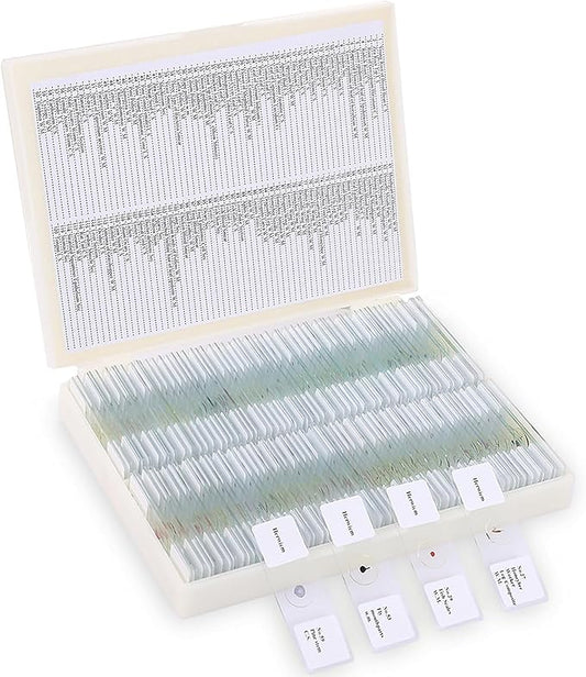 120-Pcs Microscope Slides with Specimens,Pre-Made Glass Slides with Specimens,Educational Microscope Slides and Covers for Young Scientists,Perfect for Biology Class and Experiments-BubblyBeeBaby