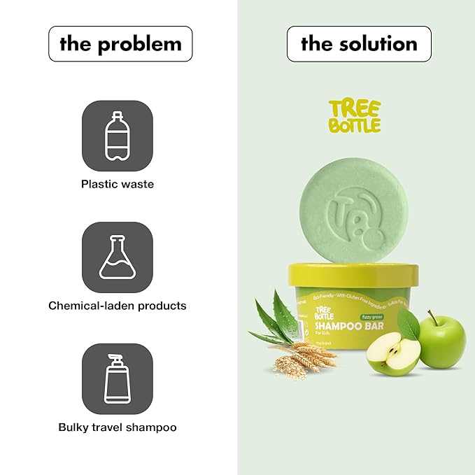 Tree Bottle Hydrolyzed Oat Protein + Aloe Vera Shampoo Bar for Kids – Gentle & Nourishing for Sensitive Scalps - Natural, Tear-Free, Sulfate & Paraben-Free - Made in USA - 4.5oz-BubblyBeeBaby