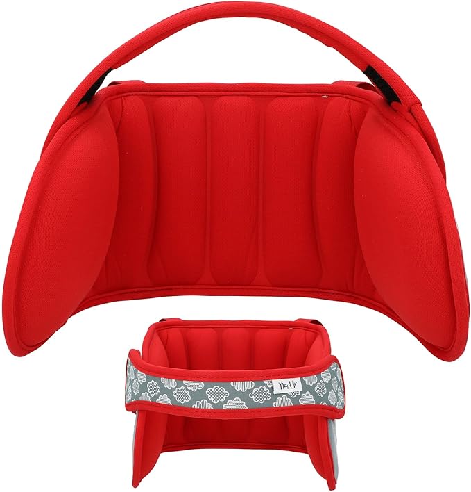 NAPUP Adjustable Carseat Head Support for Sleeping Kids & Toddlers - Safe, Comfortable & Breathable (Red)-BubblyBeeBaby