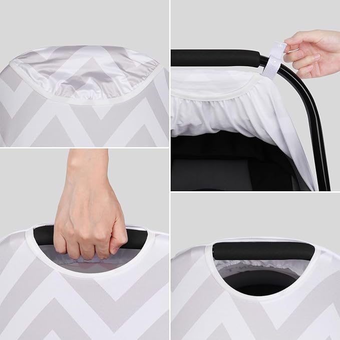 Metplus 2-in-1 Baby Car Seat Cover, Multi Use Cover for Baby Car Seat Canopy with Privacy Sun Shade, Protect Your Baby's Safety Seat with Style, Infant Carrier Covers for Boys & Girls-BubblyBeeBaby