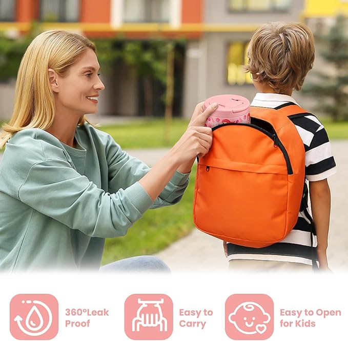 14oz Insulated Vacuum Food Jar with Buckle Lid,Soup Thermo for Hot Food Kids,Wide Mouth Leakproof Stainless Steel Lunch Container with Spoon-Mermaid-BubblyBeeBaby