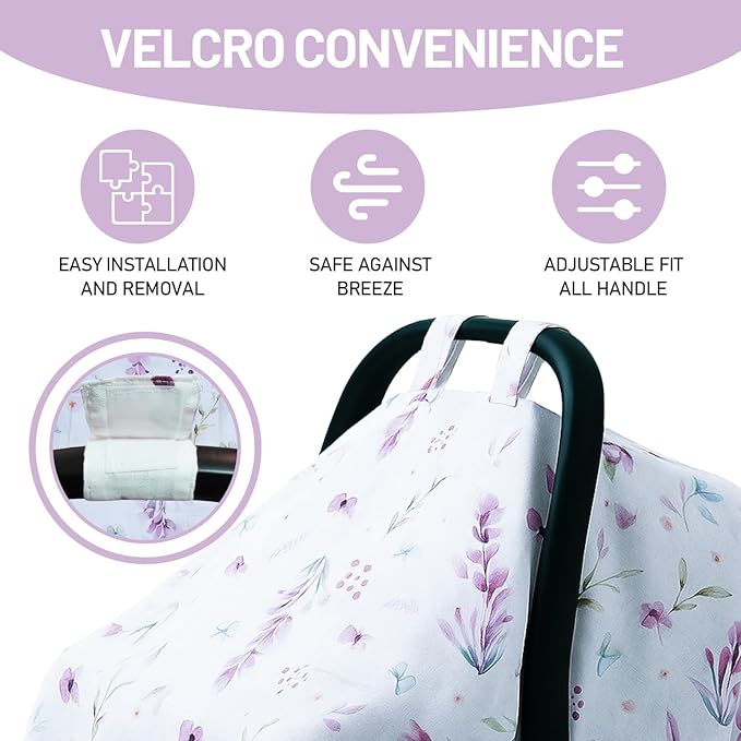 80S Muslin Car Seat Cover for Babies - Soft & Breathable Infant Carrier Canopy, Lightweight Sunshade for Summer, Universal Fit for Baby Boys & Girls-BubblyBeeBaby