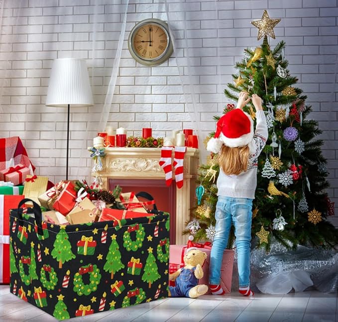HIYAGON Rectangular Basket Box Organizer for Families - Baby Storage Bin for Boy and Girls - Christmas Room Decor-BubblyBeeBaby