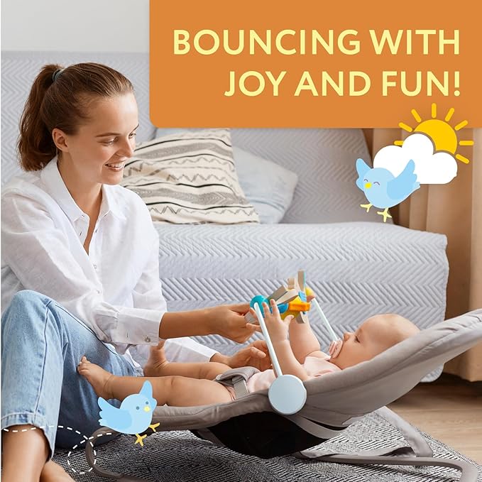 IMPRESA Wooden Baby Arch Toy Attachment Compatible with Baby Bjorn Bouncer, Bird Design to Stimulate Motor Skills, Durable Wooden Toy Bar, Easy to Use Bouncer Accessories-BubblyBeeBaby