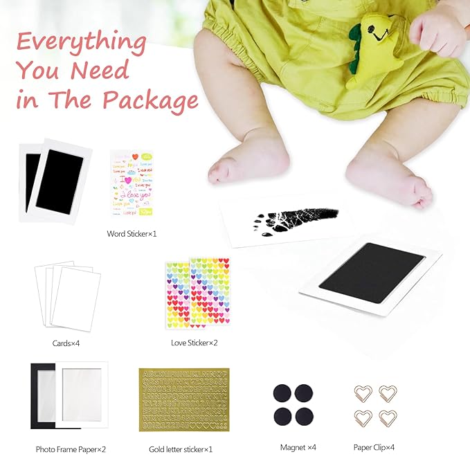 Inkless Baby Hand and Footprint Kit,Clean Touch Ink Pad for Baby Footprint Kit,No Mess Dog Paw Print Kit,DIY Footprint Ink for Baby Keepsake Gifts for Boys and Girls-BubblyBeeBaby
