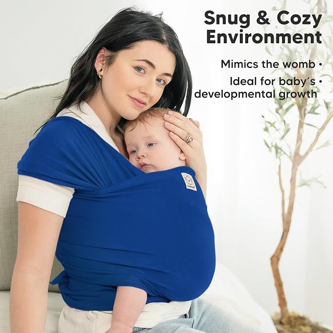 KeaBabies Baby Wrap Carrier - All in 1 Original Baby Carrier Newborn to Toddler Sling, Easy to Wear, Hands Free Bonding, Lightweight, Breathable Infant Wraps (Cobalt Blue)-BubblyBeeBaby