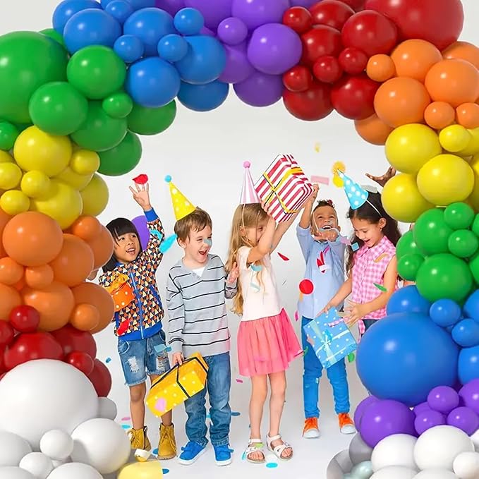 140pcs Rainbow Balloon Arch Kit, Rainbow Balloons of Different Sizes Pack of 18 12 10 5 Inch Party Balloon Kit for Birthday Party or Balloon Arch as Graduation Wedding Baby Shower Party Decorations-BubblyBeeBaby