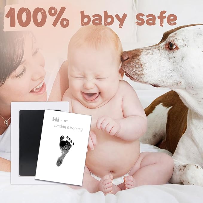 Inkless Baby Hand and Footprint Kit,Clean-Touch Ink Pad Kit,Safe No Mess Printing Infant Hand Foot Stamp,2 Pack Newborn Inkless Print Pads Best Keepsake or Gifts for Family-BubblyBeeBaby