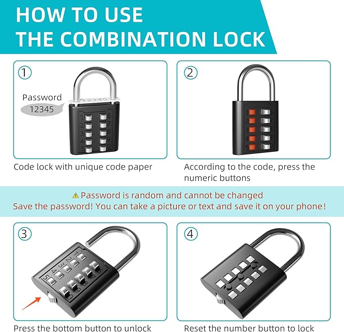 2 Pack Door Lockout Device, Child Proof Door Knob Covers with Combination Padlock, Door Handle Lock for Dementia Elderly Safety, Temporary Door Lock - Black-BubblyBeeBaby