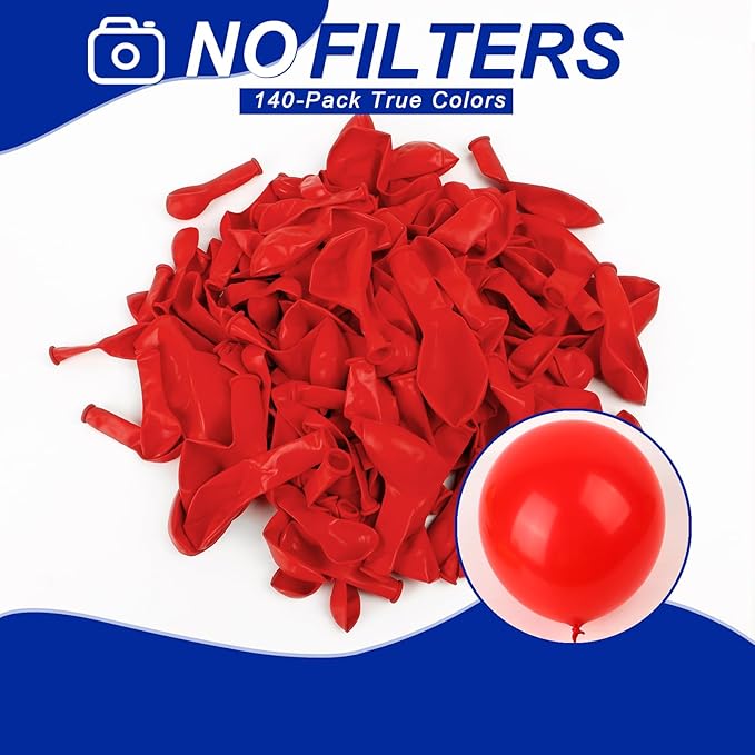 140pcs Red Round Balloons Different Sizes 18 12 10 5 Inch Latex Balloons for Arch Decoration Party Balloon Kit for Graduation Birthday Party Wedding Balloon Baby Shower Decoration-BubblyBeeBaby