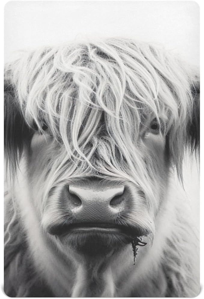 Highland Cow Crib Sheets for Boys and Girls, Fitted Baby Crib Sheets Soft and Breathable Mini Crib Sheets 39 X 27 Inches-BubblyBeeBaby