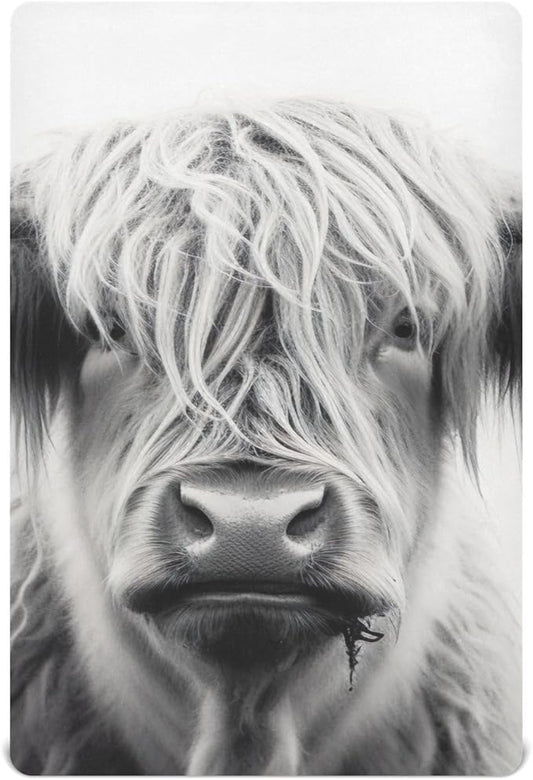 Highland Cow Crib Sheets for Boys and Girls, Fitted Baby Crib Sheets Soft and Breathable Mini Crib Sheets 39 X 27 Inches-BubblyBeeBaby