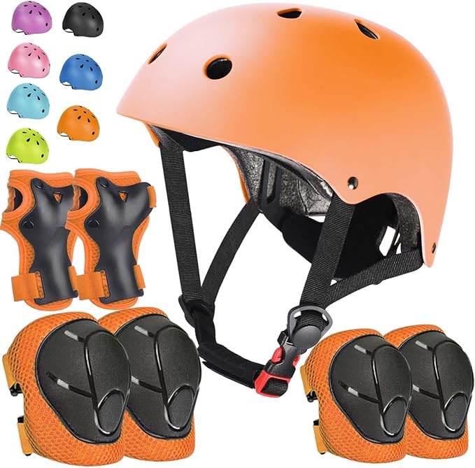 Kids Bike Helmet Set Adjustable Helmet for Ages 3-15 Kids Toddler Boys Girls Youth, Multi-Sport Bicycle Skateboarding Football Rollerskating Scooter Rollerblade Balance Bike Helmets-BubblyBeeBaby