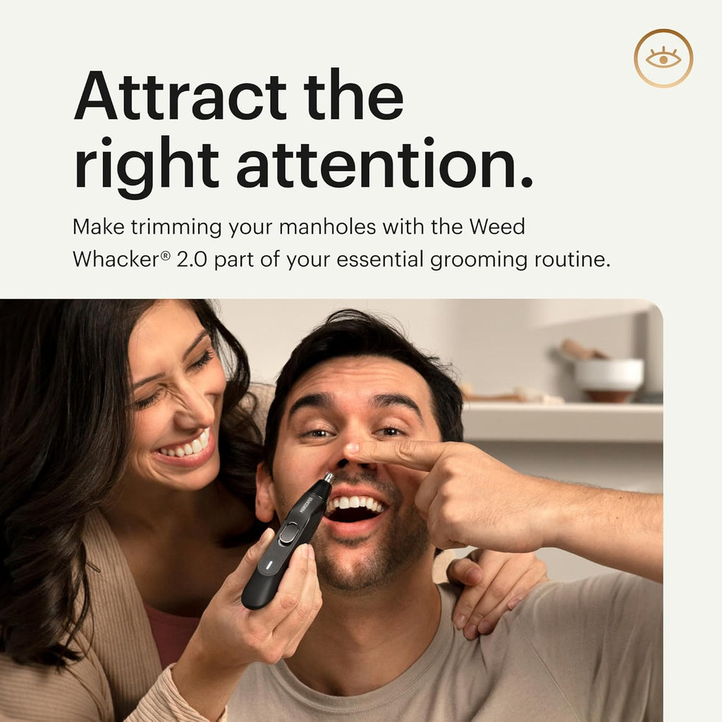 MANSCAPED® The Weed Whacker® 2.0 Electric Nose & Ear Hair Trimmer – 7,000 RPM Precision Tool with Rechargeable Battery, Wet/Dry, Easy to Clean, Improved Stainless Steel Replaceable Blade