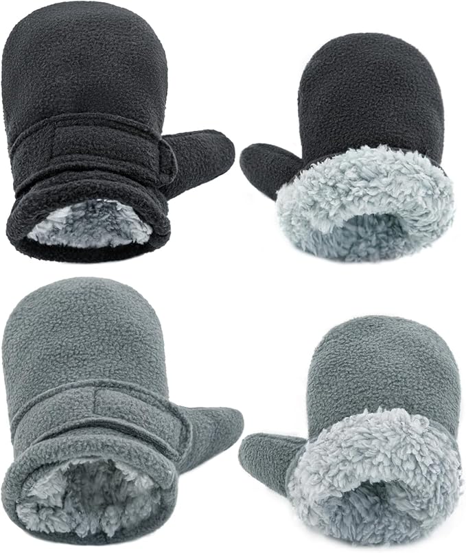 BAVST Baby Toddler Winter Mittens Girls Warm Fleece Lined Gloves Kids Sherpa Lined Mittens for Boys-BubblyBeeBaby