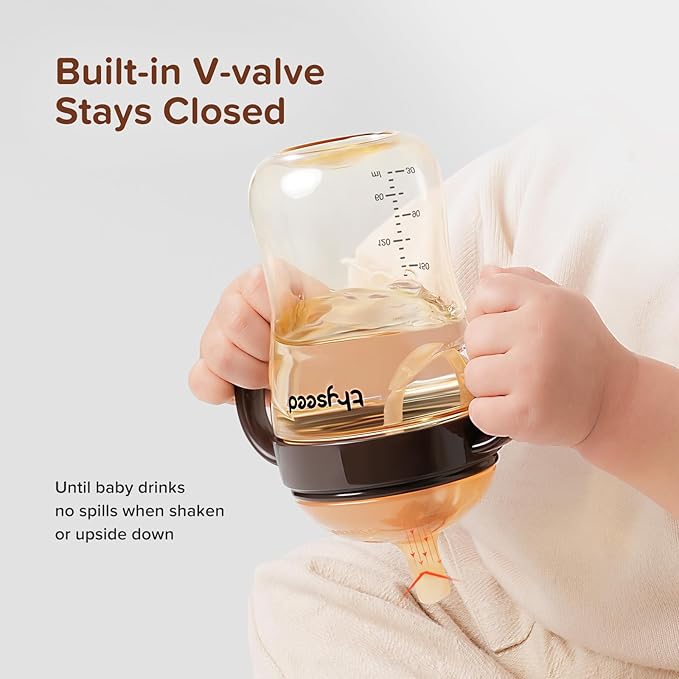 PPSU Weighted Straw Cup with Handles Toddlers Transition Bottles to Sippy Cups No Spill Learner Milk Water Baby Bottle Soft Silicone Spout Dishwasher Safe BPA Free 6+ Months 10oz/300mL 2 Pack-BubblyBeeBaby