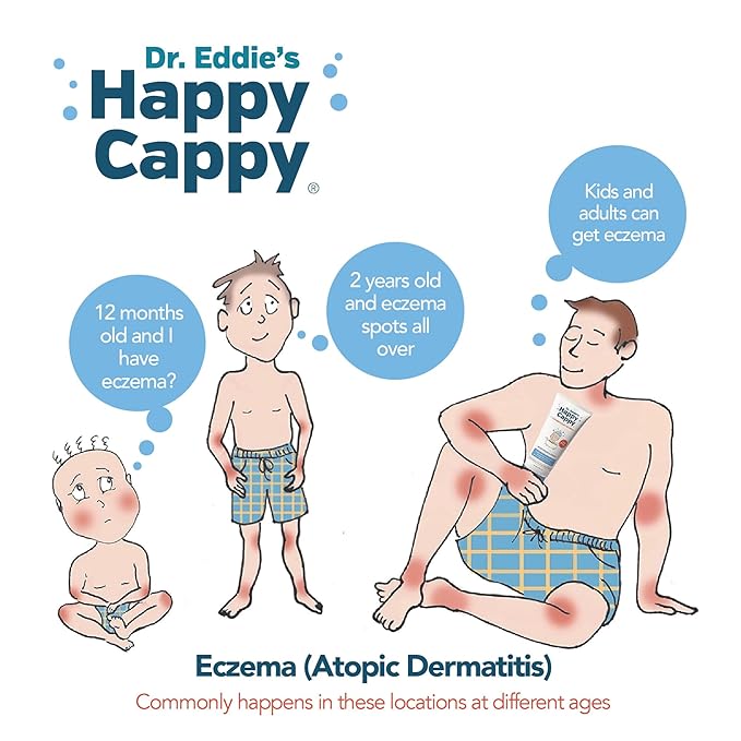 Happy Cappy Baby Shampoo and Body Wash - Eczema Body Wash for Kids, Toddler, Adults, Helps with Dryness, Reduces Itching and Redness, Dermatologist Tested, Fragrance Free - 8 Fl Oz (Pack of 4)-BubblyBeeBaby