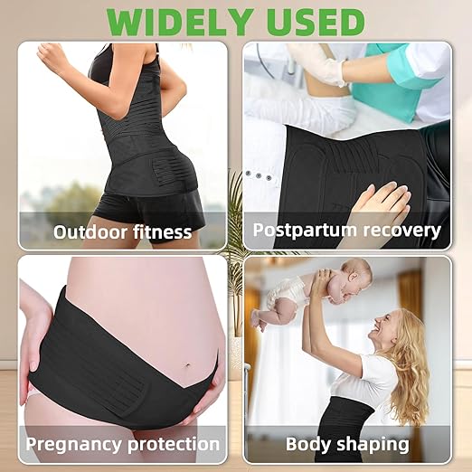 2 in 1 Postpartum Belly Band Wrap Black, C-Section Support Belt Large, Post Partum Support Recovery Waist/Pelvis Belt, Hysterectomy Belly Band Binder Girdle Stomach-BubblyBeeBaby
