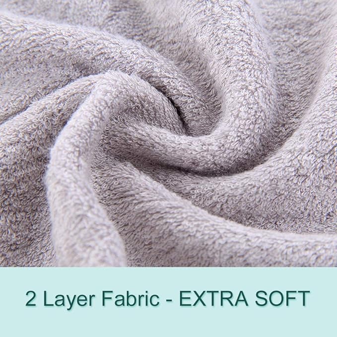 HIPHOP PANDA Baby Washcloths, Rayon Made from Bamboo - 2 Layer Ultra Soft Absorbent Newborn Bath Face Towel - Reusable Baby Wipes for Delicate Skin - Grey, 30 Pack-BubblyBeeBaby