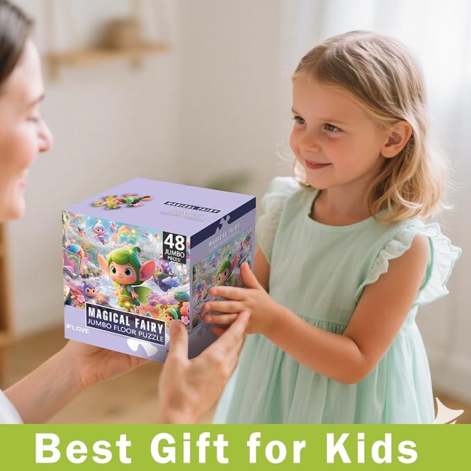 Jumbo Floor Puzzle for Kids,48 Piece Fairy Large Jigsaw Puzzles for Toddler Ages 3-5,Preschool Educational Toy Gift for Boys & Girls Ages 4-8-BubblyBeeBaby