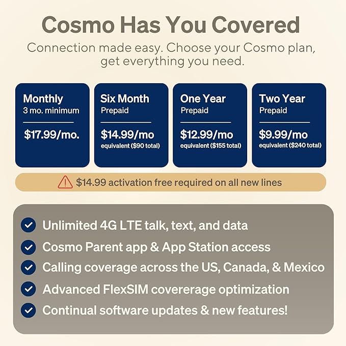 JrTrack 5 Kids Smart Watch by Cosmo | Best Kid-Safe Phone Watch | Precision Real-Time GPS Tracking | Call, Text, Activity, School Settings | Spotify Music | Parental Controls | SOS & Safety Alerts-BubblyBeeBaby