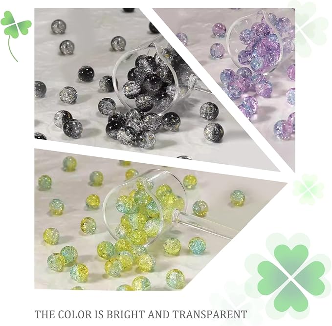 JULIMAIDONG 8mm Glass for Bracelets, 24 Colors Round Crystal Glass Bracelet Making Kit for Jewelry Making Kits Bead DIY Crafts with Spacer Charms Accessories (8MM, 24 Crackle Color)-BubblyBeeBaby