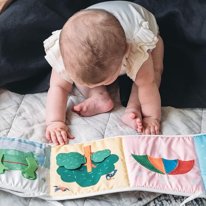 Infant Toys 0-6 Months Baby Mirror Tummy Time Toys Sensory Books for Babies Touch and Feel Crinkle Books for Babies-BubblyBeeBaby