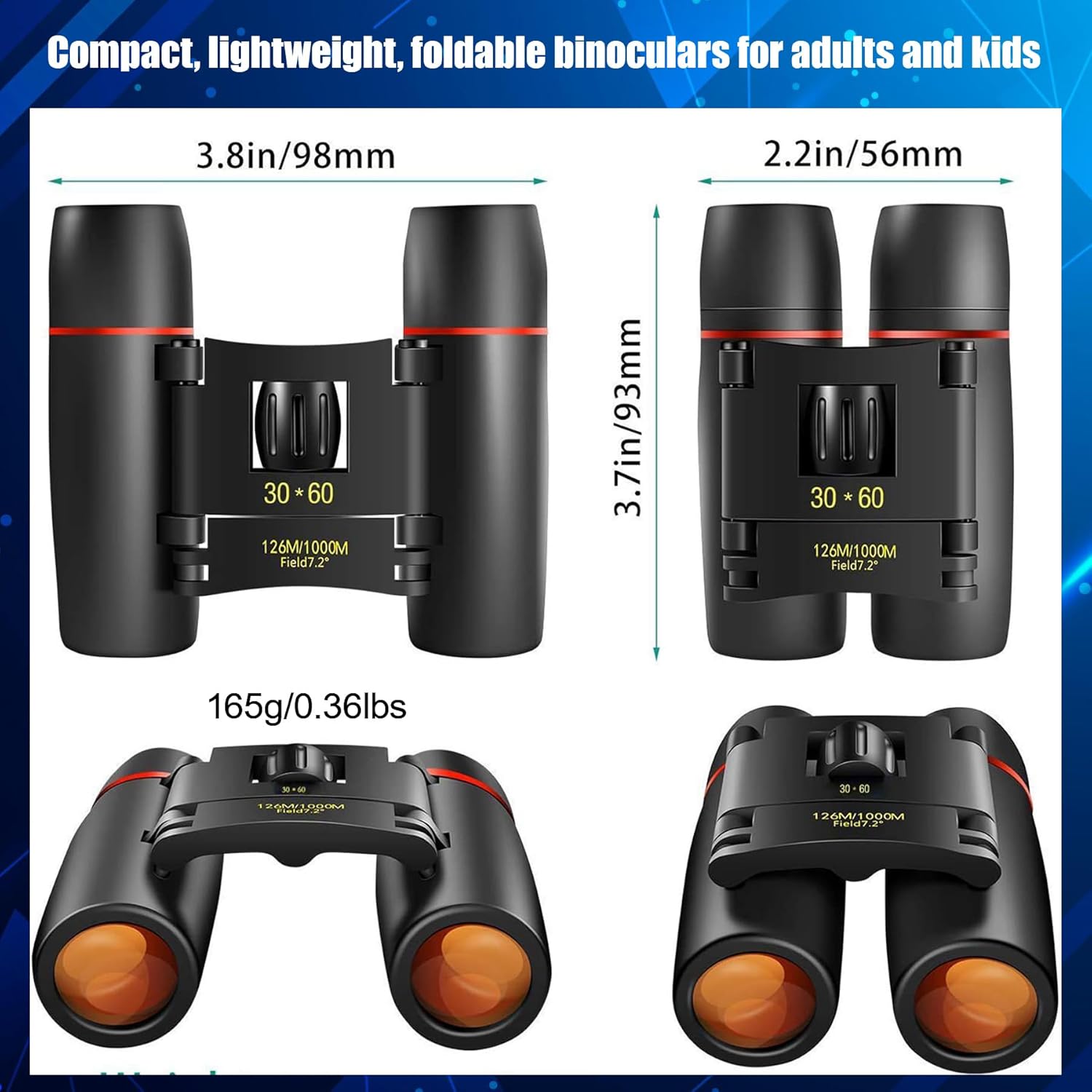 Binoculars for Adults, Compact Small Pocket Mini Travel Binocular for Bird Watching Concert Theater Opera High Powered Electronic Cruise Ship Essentials Norwegian Alaska Must Haves Hiking Camping Gear