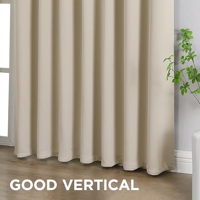 Joydeco Blackout Curtains 108 Inches Long, Thermal Insulated Black Out Curtains 2 Panels Set, Room Darkening Drapes for Living Room Window Rod Pocket Back Tab (W52 x L108 Inch, Light Beige)-BubblyBeeBaby