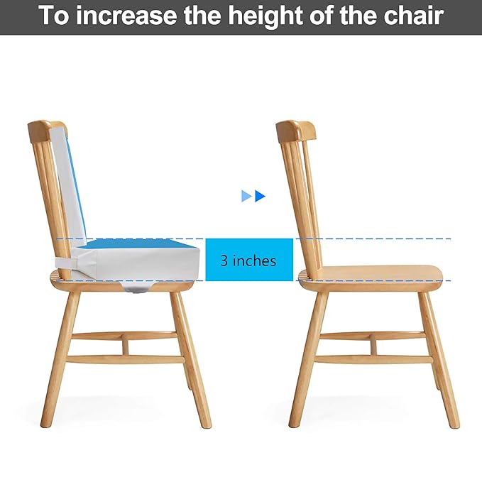 Kalawen Upgraded 2Pcs PU Washable Straps Safety Buckle Toddler Booster Seat for Kitchen Chair, Portable Travel-BubblyBeeBaby