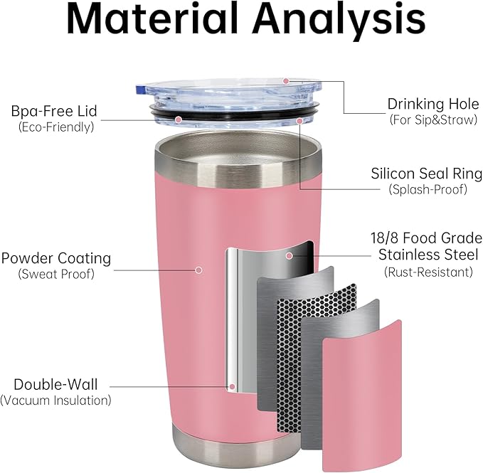 IEOVIEE 32 Pack 20oz Stainless Steel Bulk Tumblers with Lids and Straws Double Wall Insulated Travel Mug Durable Powder Coated Tumbler Bulk Cup for Cold and Hot Drinks(Pink)-BubblyBeeBaby