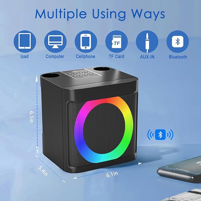 Karaoke Machine for Kids Adults - Portable Bluetooth Speaker with 2 Wireless Microphones, Singing Machine for Home Party, Birthday Gifts for Girls Boys Ages 4, 5, 6, 7, 8, 9, 10, 11, 12+ Years Old-BubblyBeeBaby