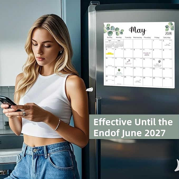2026 Magnetic Fridge Calendar 18 Monthly Magnetic Calendar for Refrigerator 2026 Wall Calendar Planner Runs from January 2026 Until June 2027 Easy Organizing Markers Tearable (Nature)-BubblyBeeBaby