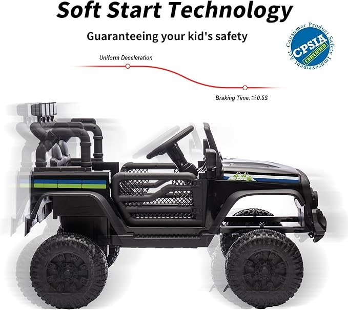 24V Kids Ride on Car, Kids Electric Vehicles Car Ride on Toy Truck for Toddlers w/Remote Control, 400W Motor - Black-BubblyBeeBaby