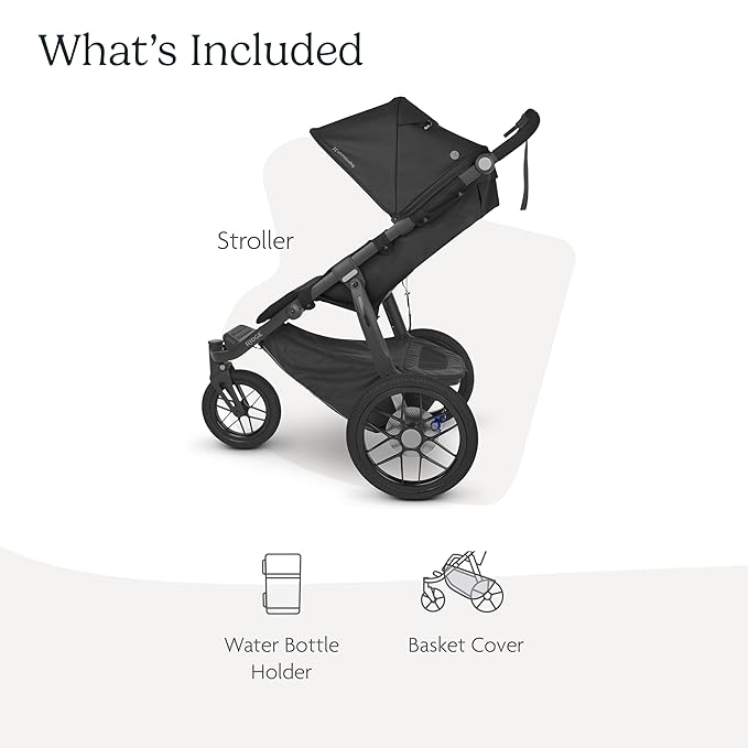 UPPAbaby Ridge Jogging Stroller/Durable Performance Jogger with Never-Flat Tires/Built for Walking, Running, Hiking/Water Bottle Holder and Basket Cover Included/Jake (Charcoal/Carbon Frame)-BubblyBeeBaby