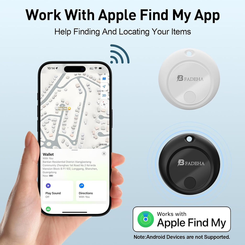 2025 [Apple MFi Certified] (iOS Only) Bluetooth Tracker Smart Finder for Apple Find My, iPhone Card Wallet Finder GPS Tracker, 5-10 Years Battery, Keys Finder and Item Locator for Keys, Bags, Passport