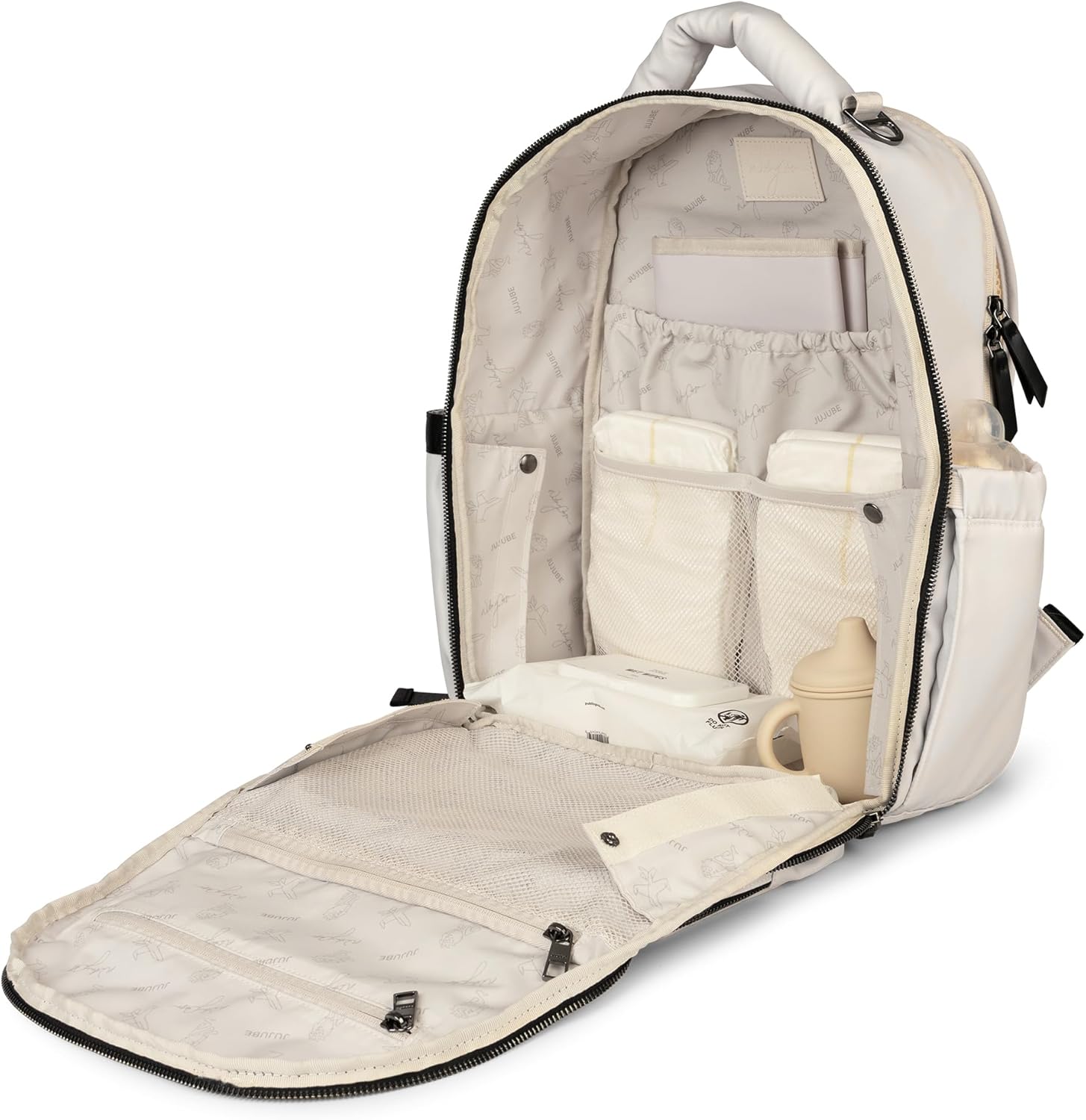JuJuBe x Witney Carson - New Classic Diaper Bag Backpack with Portable Changing Pad, Stroller Straps, Large Travel Backpack, Carrying Baby Bottles, Wipes, Diapers, Cloud, Mothers Day Gift