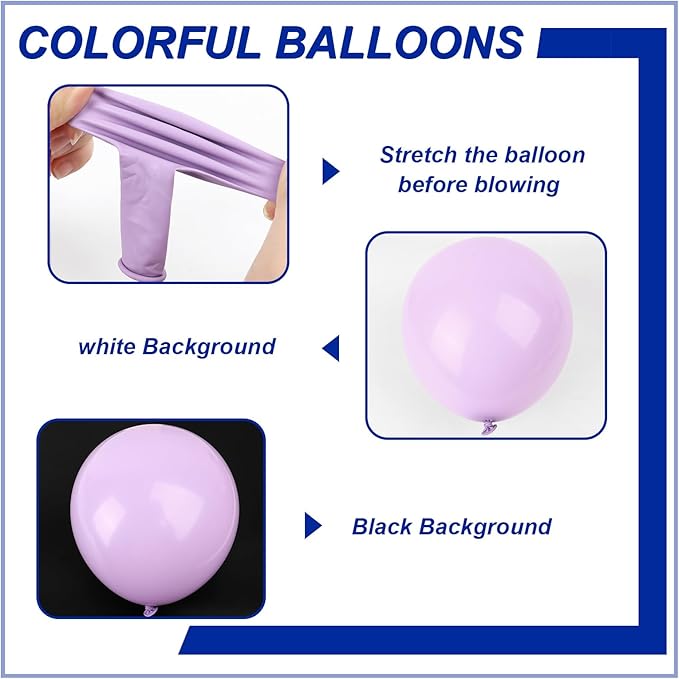140pcs Makani Purple Round Balloons Different Sizes 18 12 10 5 Inch Latex Balloons for Arch Decoration Party Balloon Kit for Graduation Birthday Party Wedding Balloon Baby Shower Decoration-BubblyBeeBaby