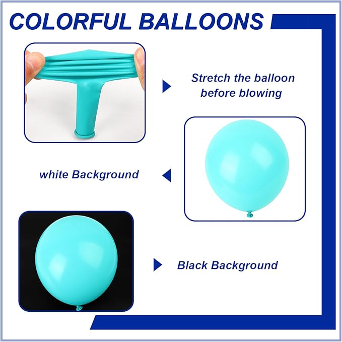 140pcs Cyan Blue Round Balloons Different Sizes 18 12 10 5 Inch Latex Balloons for Arch Decoration Party Balloon Kit for Graduation Birthday Party Wedding Balloon Baby Shower Decoration-BubblyBeeBaby