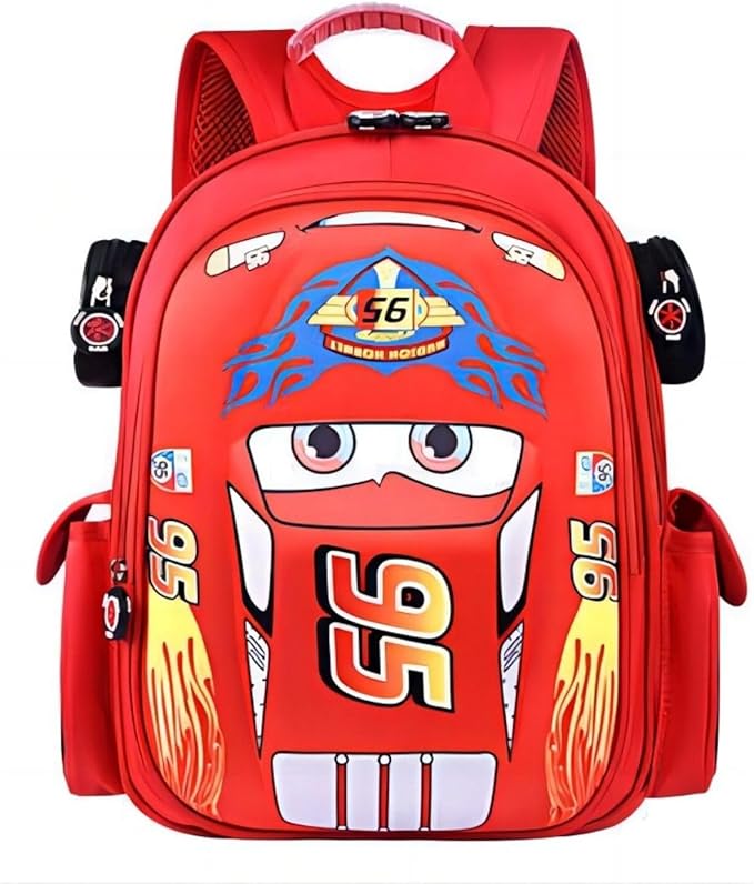 Kid Toddler Boys Girls Backpack Waterproof Cartoon Truck Car Child Snack School Bag Kindergarten Backpack (Red)-BubblyBeeBaby