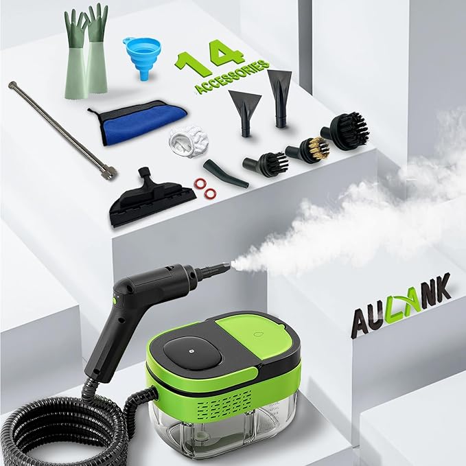 2500W Handheld Steam Cleaner,Portable Car Steamer For Auto Detailing,High-Temperature and Pressure Steam Cleaner For Home, Steam Cleaning Machine for Furniture,Kitchen,Grout,Floor,Tile (09-Green)-BubblyBeeBaby