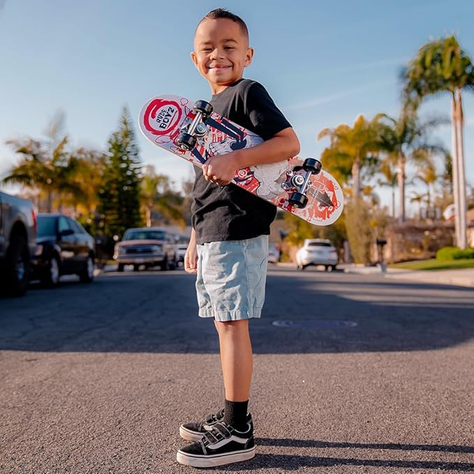 24 inch Rude Boyz Mini Cruiser Skateboard - Aluminium Trucks - Kids Skateboard Ages 5-8 Beginner - Skateboards for Kids-BubblyBeeBaby