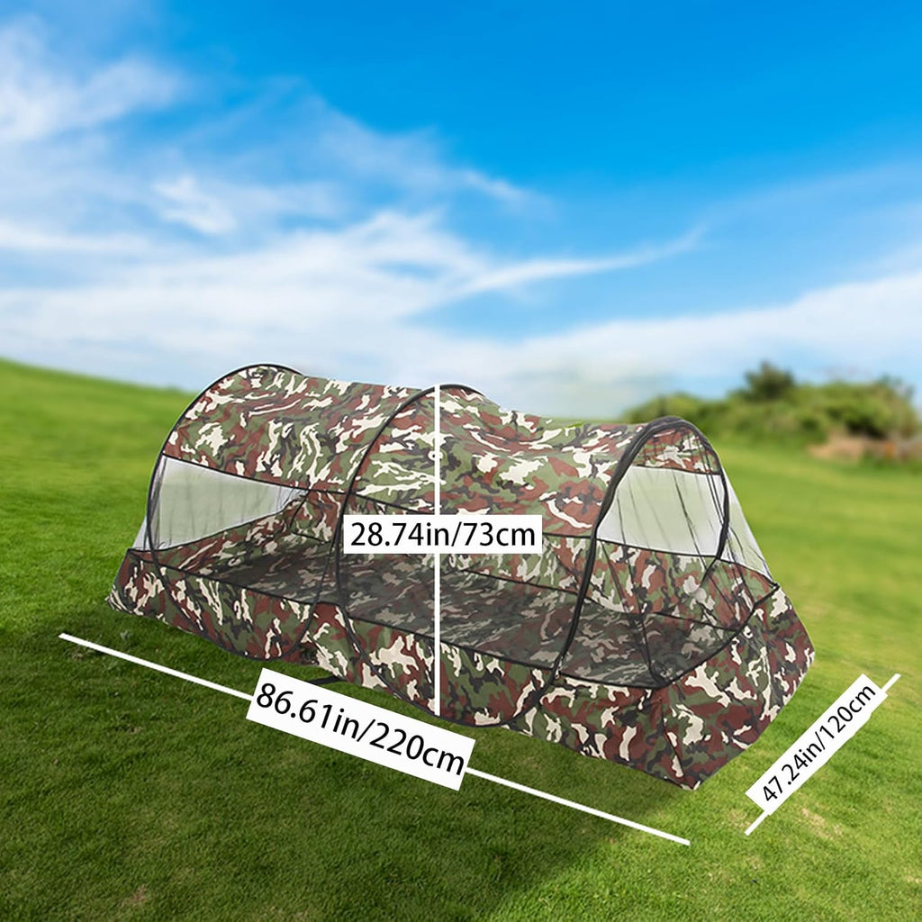 CMINGJ Portable Mosquito Net Foldable Pop-Up Travel Mosquito Net for Bed Free Installation-Suitable for Baby Adults Bedroom, Camping, nap, Patio (Extra Large-Bottom Zipper(Camouflage))