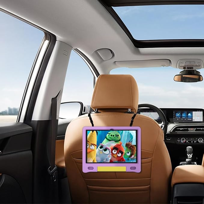 JREN Kids Table 10.1" ｜Android 14 Tablet for Kids｜64GB Storage｜Octa-Core｜WiFi ｜Cameras｜Parental Control｜Kids Content｜Case Included Great Gift for Children Ages 3-12 Years Old Purple-BubblyBeeBaby